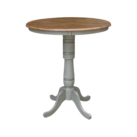 International Concepts Round 36 in Round Top Pedestal Table, Bar Height, Hickory/Stone, 36 W, 36 L, 41.1 in H, Wood K41-36RT-6B-2